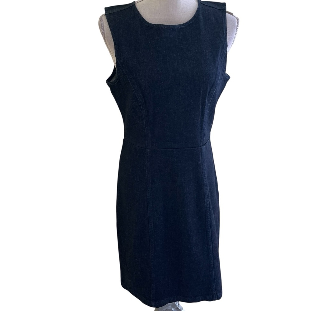 J. Crew Navy Blue Stretch Denim Sleeveless Sheath Dress 8